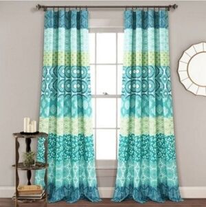 Set of 2 95"x52" Bohemian Stripe Window Curtain Panels Blue - Lush New